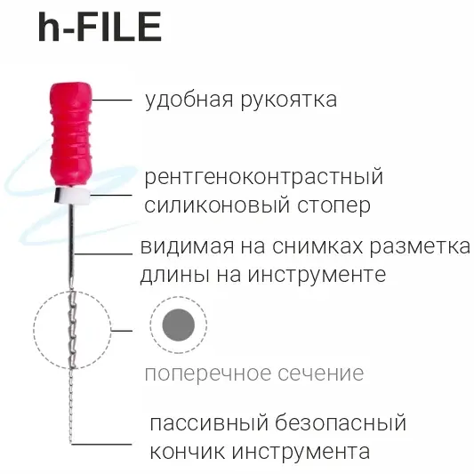 H-Files / Аш-Файлы ручные 25 мм №25 (6 шт) Geosoft